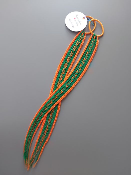 Komplet 2x gumka ozdobna na kitki/koczki w kolorystyce zieleń+pomarańc