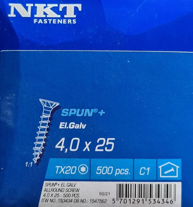 Wkręty do drewna- FASTENERS SPUN®+, ocynk