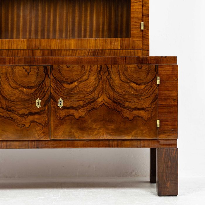 Serwantka Art Deco Lata 30-40 Po Renowacji Witryna Orzech Biblioteka