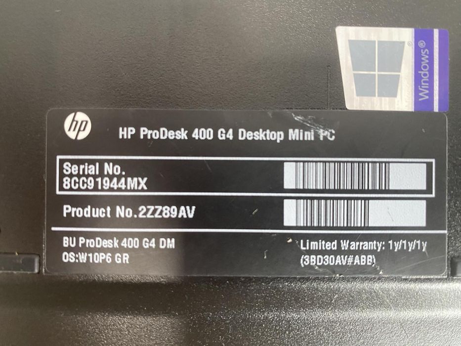 HP Prodesk 400 G4 Mini PC i5-8500T 8gb ram ssd 256gb