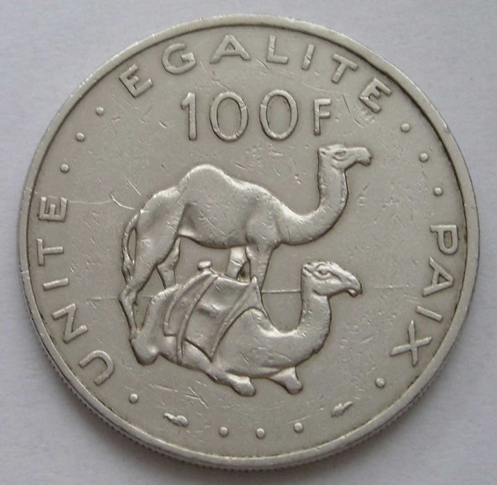 Dżibuti 100 franków 1977 - wielbłądy , dwa