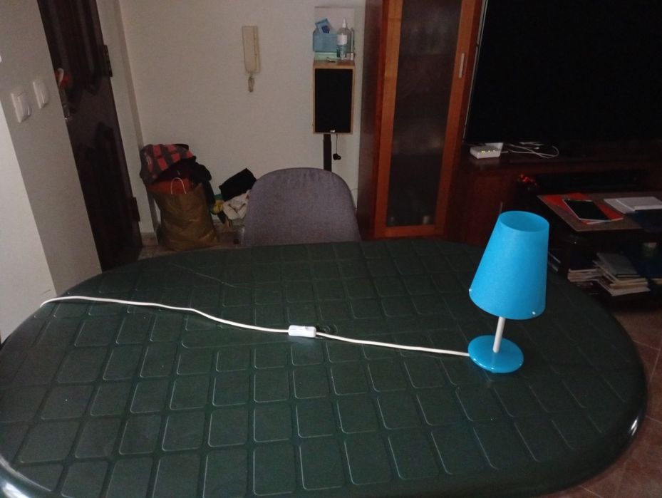 Candeeiro de mesa de cabeceira azul  1.70cm fio com lâmpada incluída