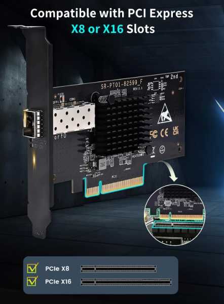 Мережева плата PCI-e NICGIGA 10 Гбіт/с SFP+ на базі Intel 82599