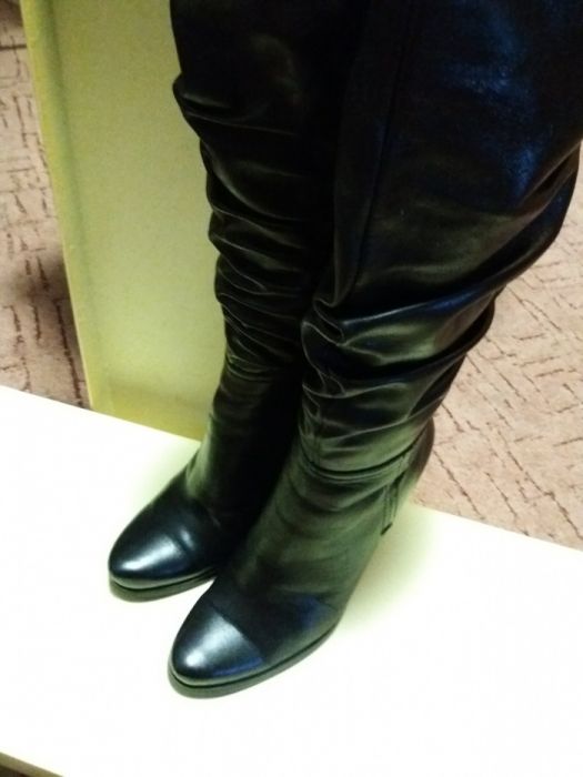 Сапоги ботфорты 39 р. из натуральной кожи зима-евро с цигейкой на змей