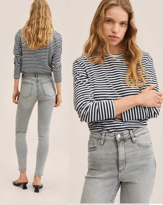 Dżinsy skinny z wysokim stanem jeansy szare 38 M