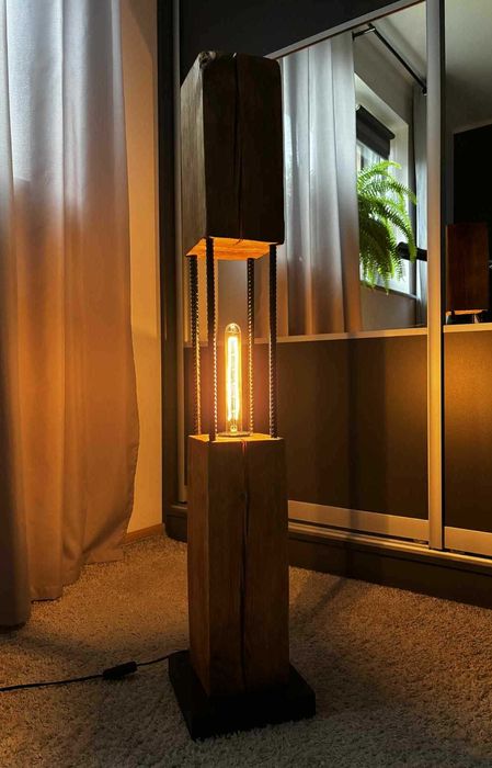 Lampa loft drewno metal