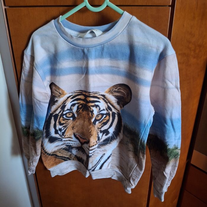 Bluza beżowo-błękitna w tygrysa 122/128 H&M