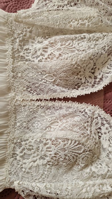 Suknia ślubna boho zwiewna muślin bawełna rękawki motylkowe eggshell