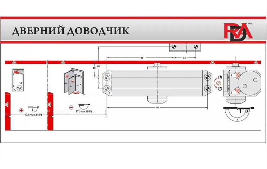 Дверний доводчик RDA B4W сірий 75 кг