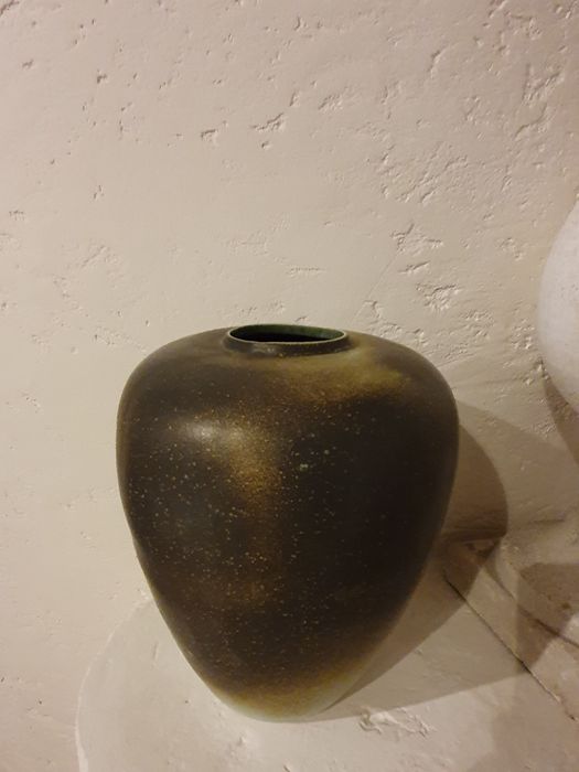 Wysoki WAZON ceramika design loft kolor z przecierką czarno szary