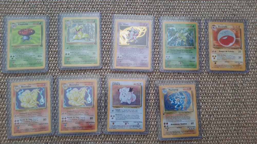 Cartas Pokémon Base Set / Jungle, Fossil, Team Rocket - Raras Português e Inglês - Near Mint / Excelentes / Bom estado