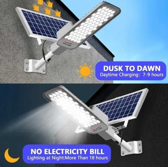 Latarnia Ogrodowa Lampa Solarna Na Słup Mocna 2000W PANEL Uliczna