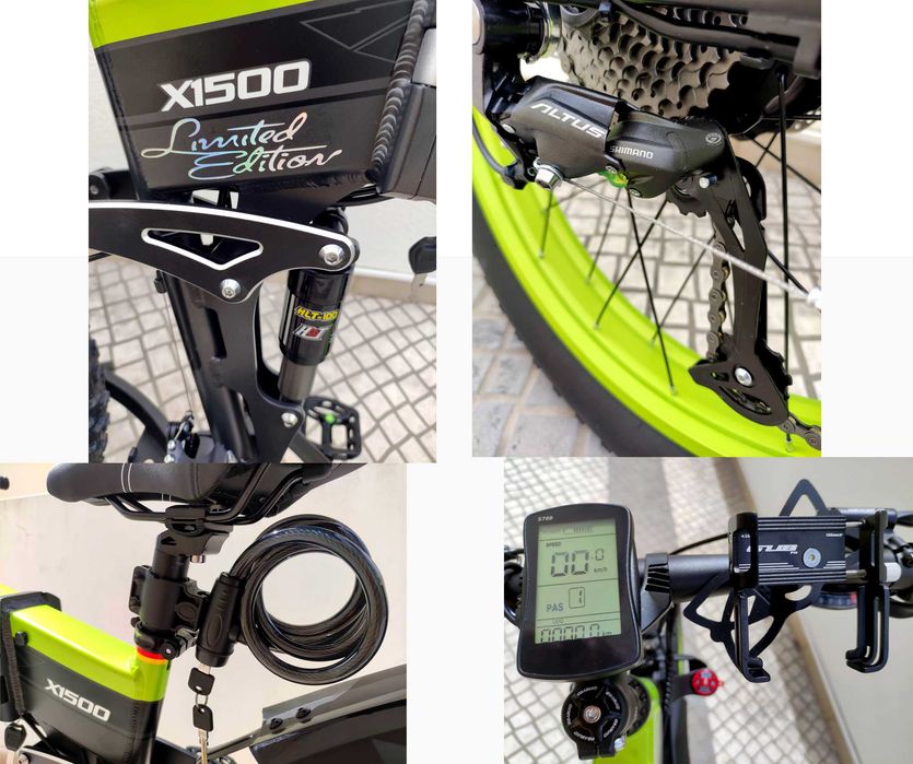 Bicicleta Elétrica 1500W, 48V, dobrável