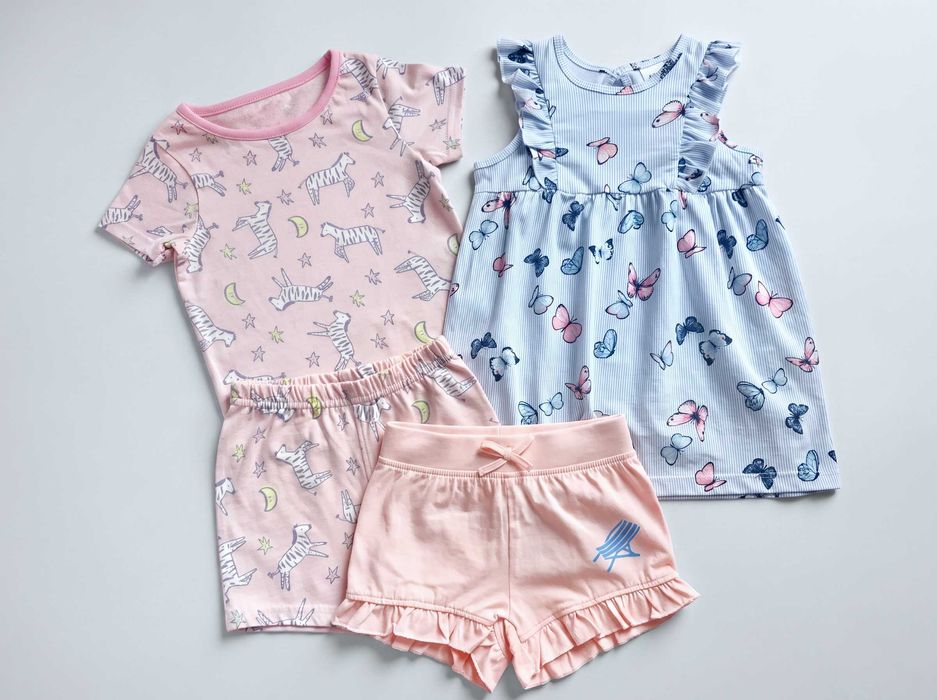 Новий літній набір для дівчинки костюм Anyday + шорти Primark + плаття Н&M 6-9 місяців