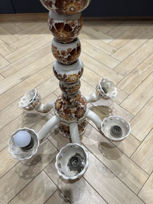 Okazja! Duży żyrandol Fajans Prl 6-ramienny włocławek