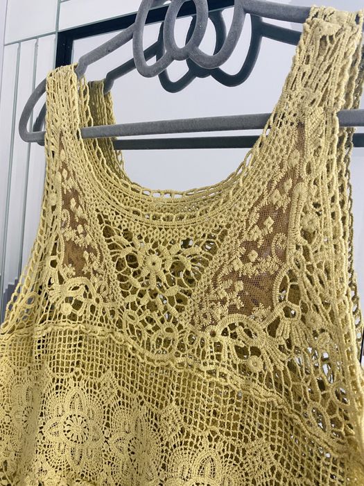 Beżowy ażurowy top boho 36 (S)