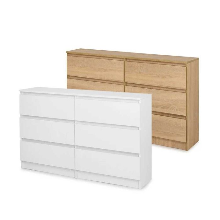 Nowoczesna komoda z 6 szufladami 120cm w kolorze białym lub sonoma