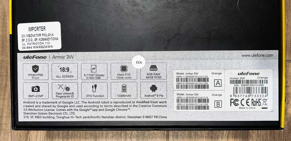 Pancerny smartfon Ulefone armor 3W 6/64GB