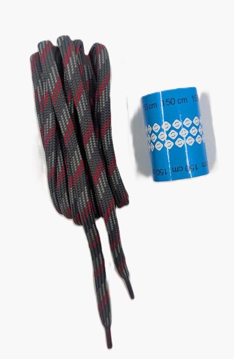 Sznurowadła trekkingowe 150 cm – Szaro-Czerwone, poliester