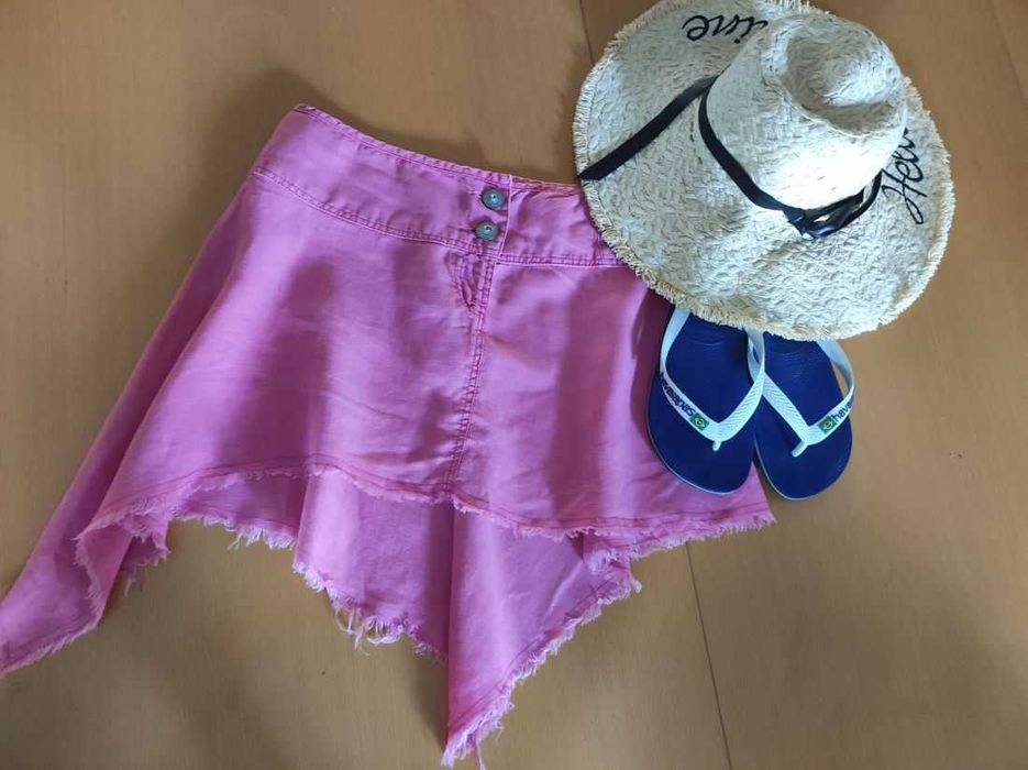River Island spódnica lniana letnia przewiewna mini  asymetryczna
