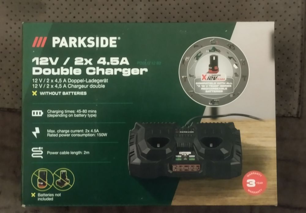Carregador duplo 4,5A Parkside 12V