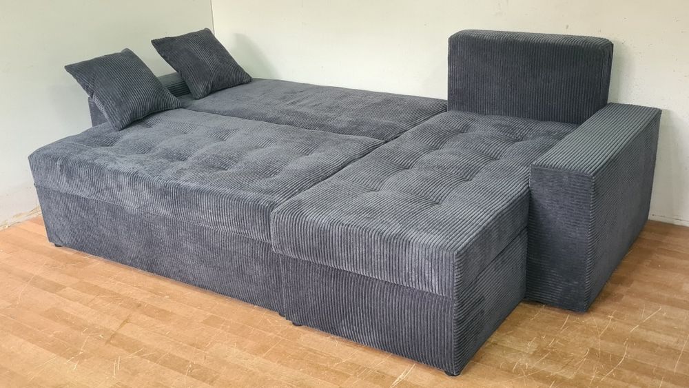 Nowy Narożnik sprężyny automat sztruks welur plusz kanapa sofa rogówka