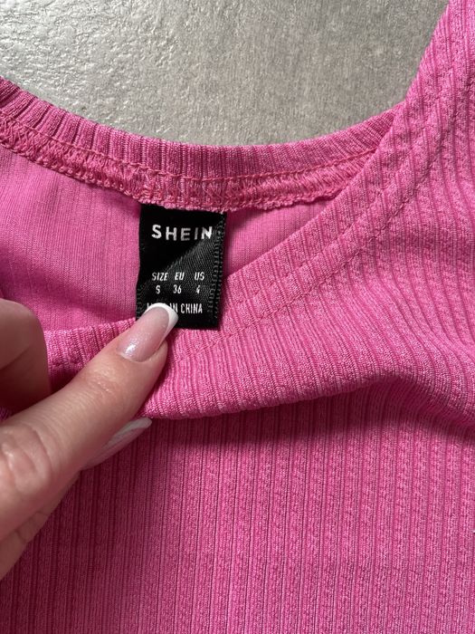 Różowy komplet dwuczęściowy z dzianiny prążkowanej – Shein, rozm. S
