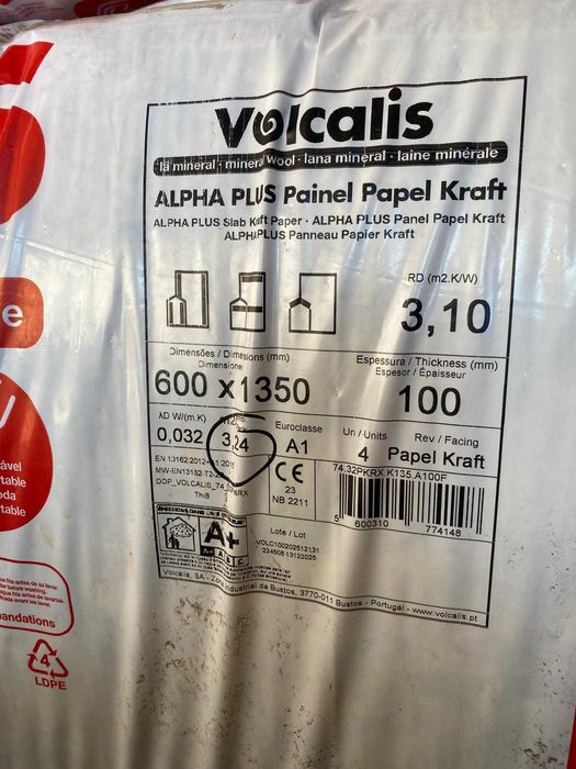 Lã mineral - Alpha Plus c/ PAPEL KRAFT 10 cm espessura