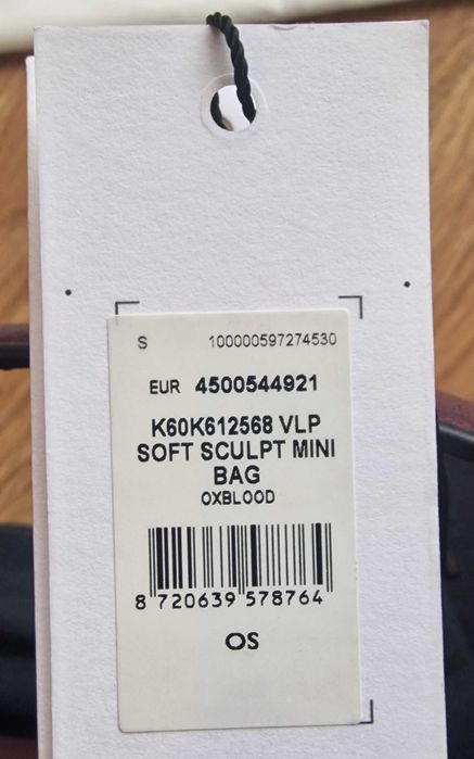 Malote Calvin Klein Soft Sculpt bordô - novo, com etiqueta e dust bag