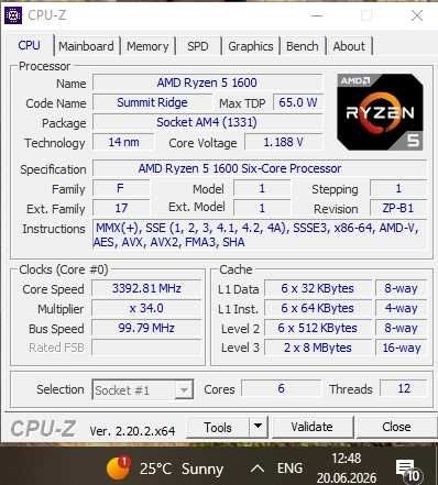 Процессор Ryzen 5 1600
