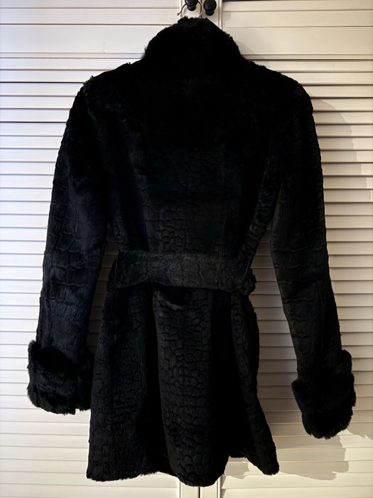 Elegancki płaszcz | Naturalne futro – królik rex | Ochnik | XS