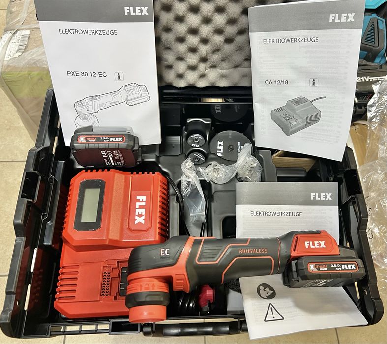 Аккумуляторная полировальная машина Flex PXE 80 12-EC/2.5 Set
