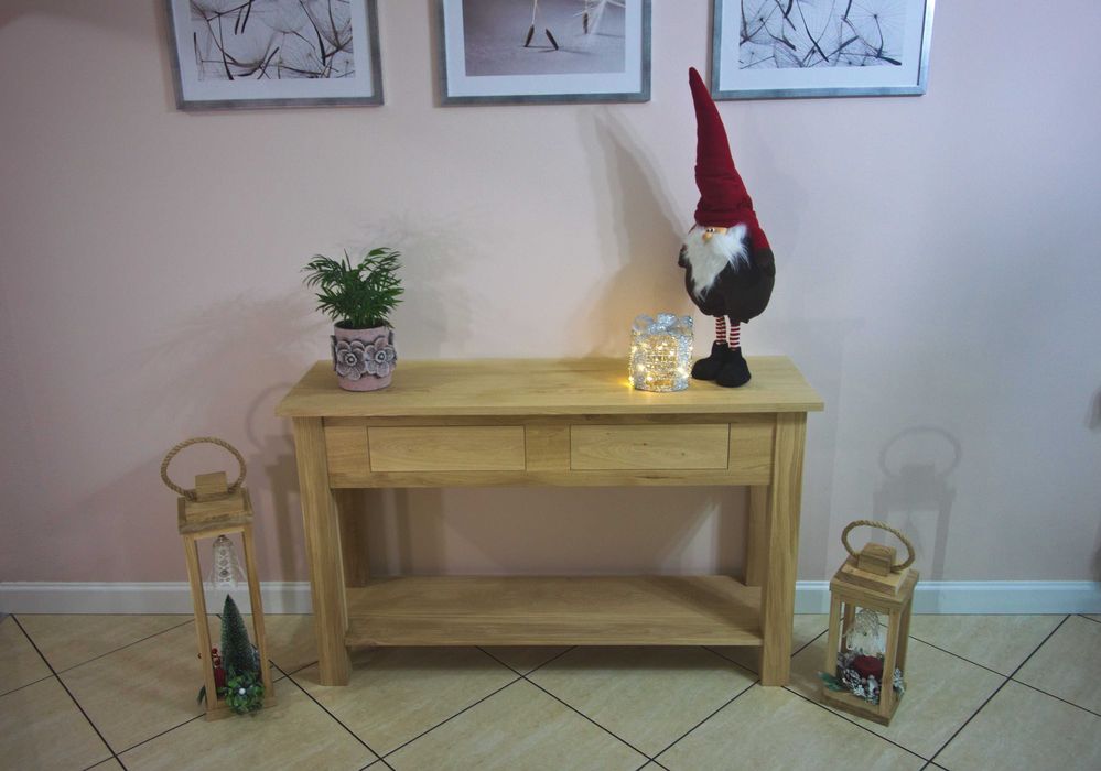 Minimalistyczna konsola dębowa – wolnostojąca, ręcznie wykonana