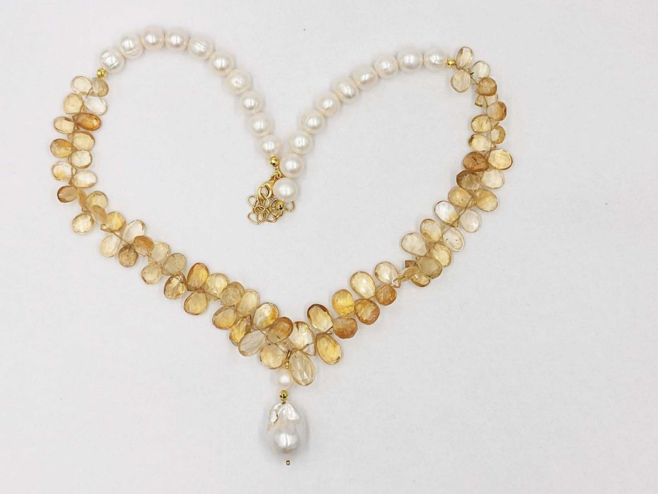 Naszyjnik perły słodkowodne cytryny 114 ct 45,19 g