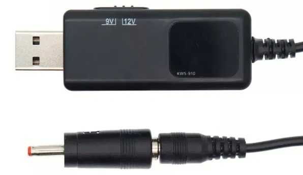 USB to DC 5,5*2,1 мм адаптер, кабель живлення роутера 5, 9, 12в