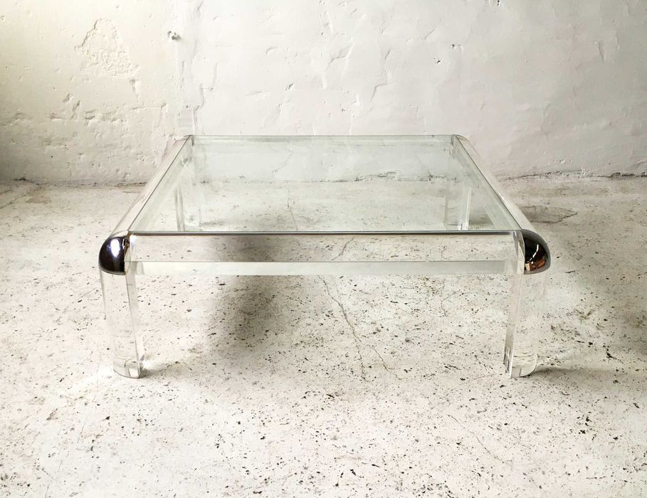 Duży stolik akrylowy lucite Karl Springer lata 70 80 vintage design