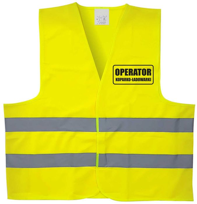 kamizelka odblaskowa z nadrukiem operator koparko-ładowarki