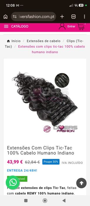 Cabelo humano 30cm