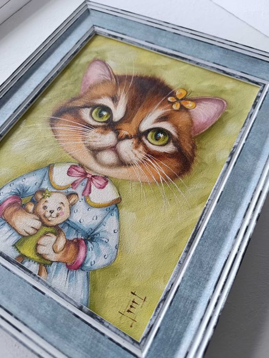 Картина олійними фарбами Портрет Кішки Марсі 20*25 см