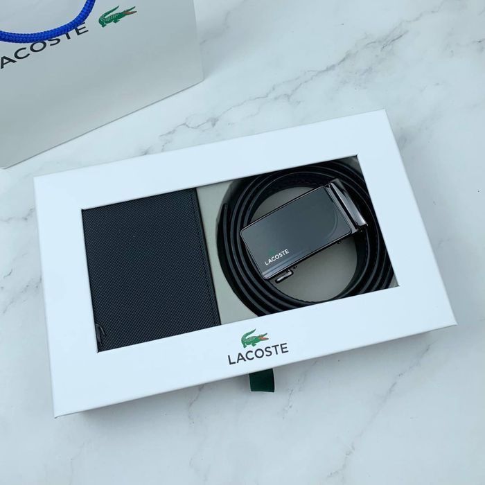 Мужской набор ремень и кошелек lacoste чоловічий ремінь
