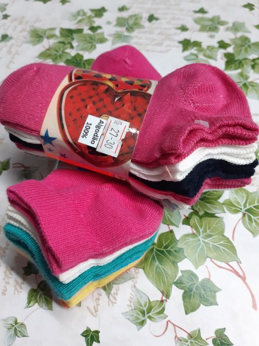 14 pares de meias curtas em algodão, menino e menina