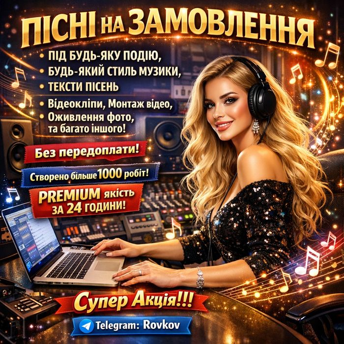 Пісня на замовлення,вірші,текст пісні,пісня в подарунок, музика