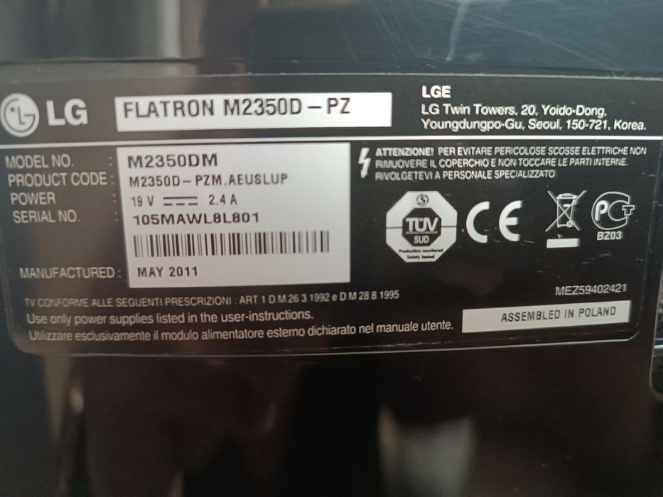 Monitor z tunerem telewizyjnym LG