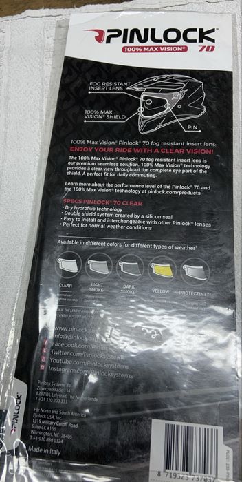 Pinlock 70 novo para airoh commander