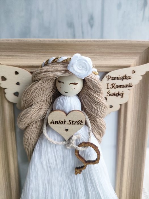 Pamiątka Pierwszej Komunii Świętej Anioł Stróż rękodzieło