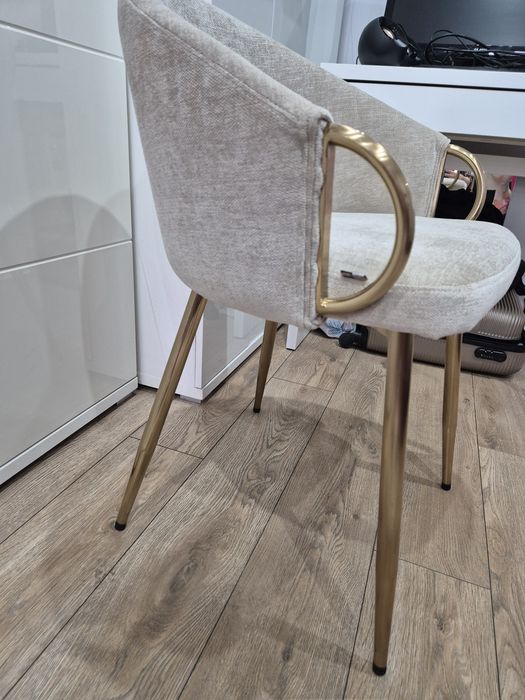 Krzesło clara fotel glamour złoto beż krem elegancja