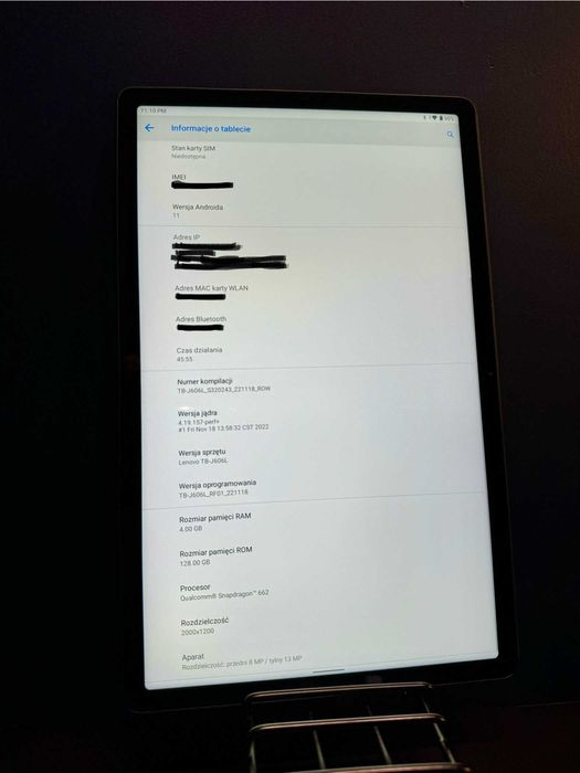 Lenovo Tab P11 TB-J606L - Potężny Tablet 11" 4/128 GB LTE, Android 11