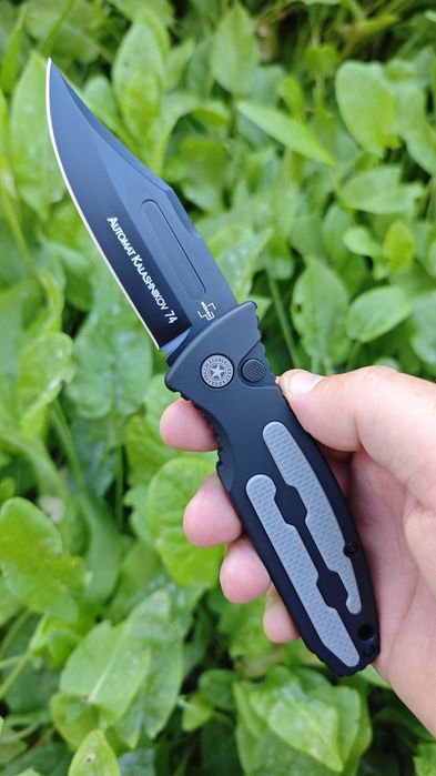 Boker Plus Kalashnikov 74 OTS Black Automatic Knife, складний автоматичний ніж, алю руків'я з вставками ст G10, клинок  D2, складной нож автомат edc