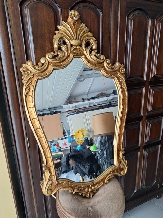 Espelho dourado madeira