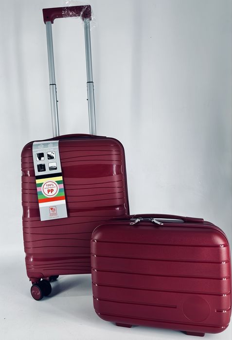 Zestaw, nowa walizka i kuferek PP, walizka kabinowa mała niepękająca